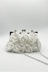 3D Rose Clutch Bag In White by SVNX