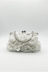 3D Rose Clutch Bag In White by SVNX