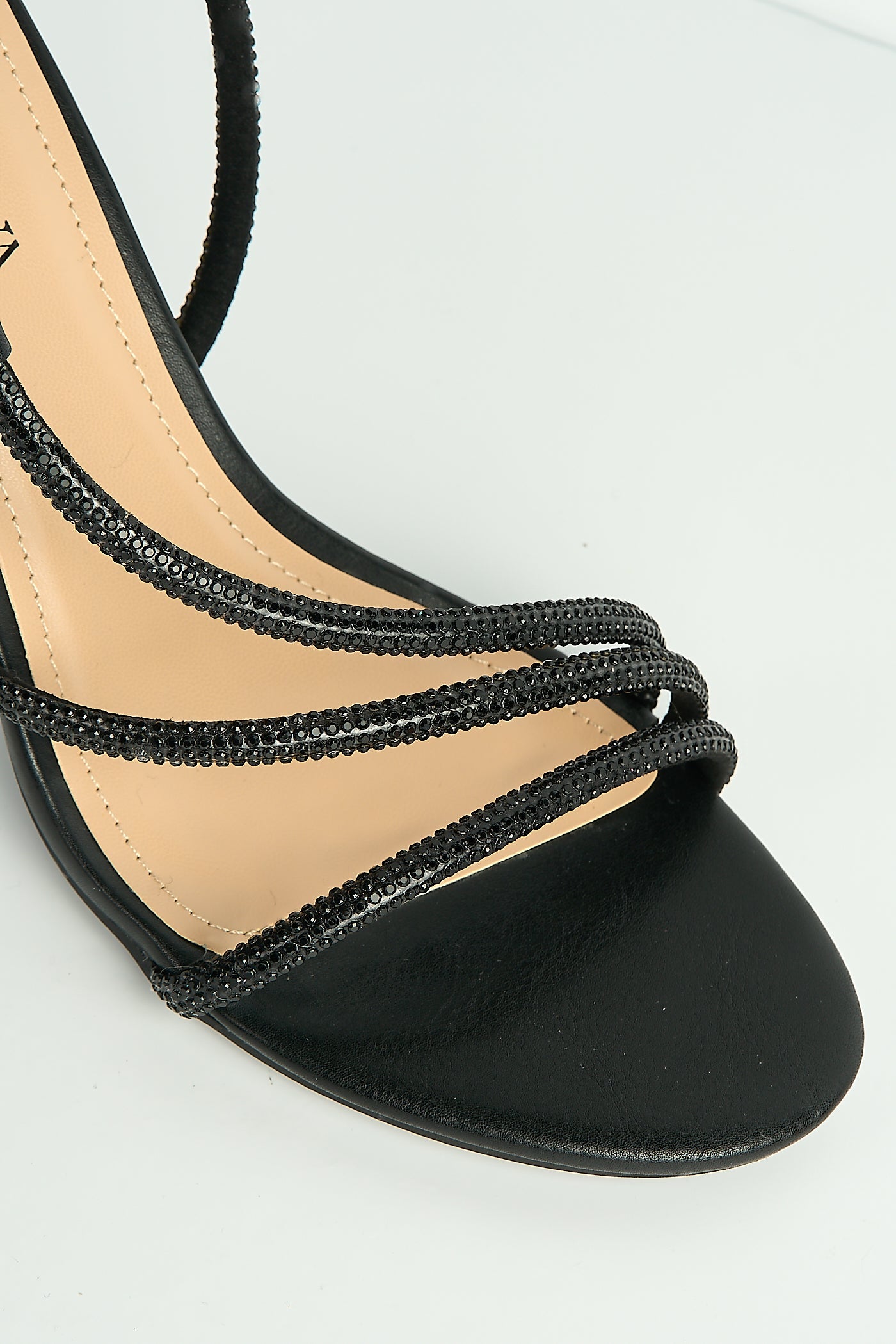 Cady 3 Diamante Band Stiletto Heeled Sandals In Black by Miss Diva