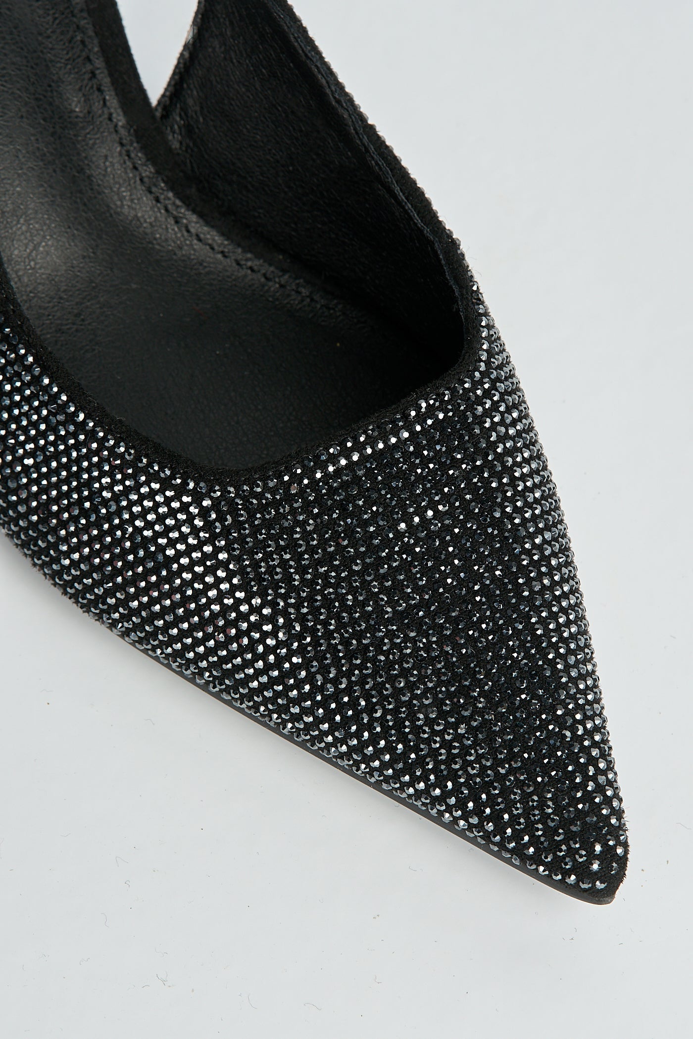 Celeste Diamante Embellished Slingback Low Heel Court Shoes In Black by Miss Diva