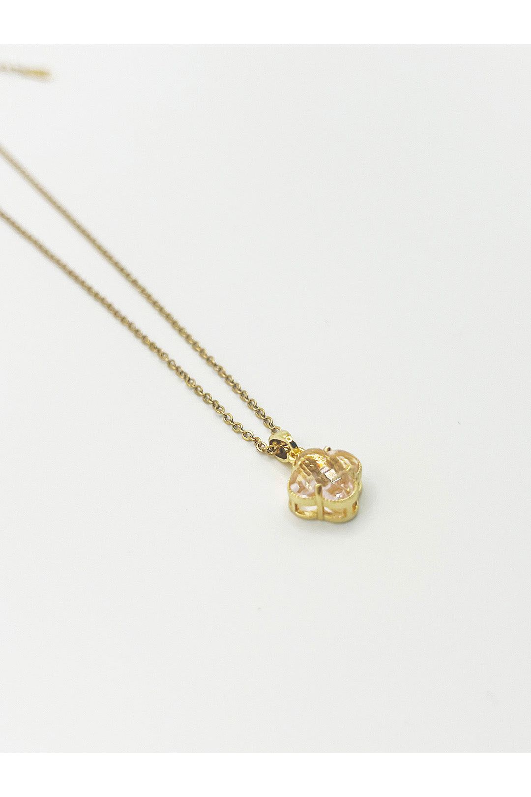 Blush Clover Crystal Pendant Necklace - Gift Boxed by SVNX