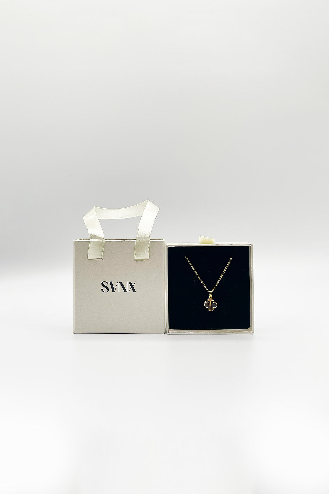 Blush Clover Crystal Pendant Necklace - Gift Boxed by SVNX