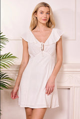 Broderie Top Babydoll Mini White Dress by Angeleye