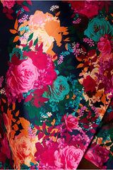 Bandeau Sweetheart Floral Wrap Detail Dip Hem Dress In Navy by Chi Chi London