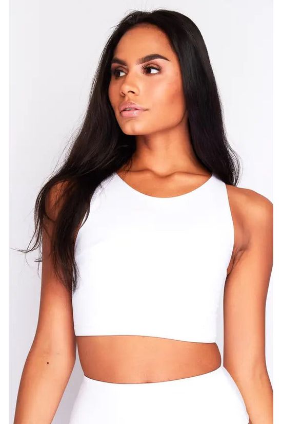 Bikini Long Crop Top In White by Maribela