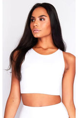 Bikini Long Crop Top In White by Maribela