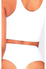 Bikini Long Crop Top In White by Maribela
