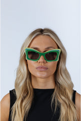 Bold Butterfly Cat-Eye Sunglasses Green Lime by SVNX