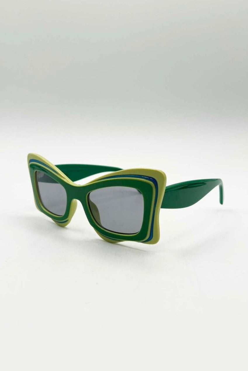 Bold Butterfly Cat-Eye Sunglasses Green Lime by SVNX