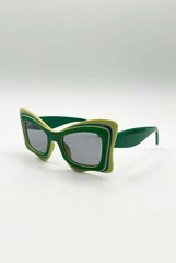 Bold Butterfly Cat-Eye Sunglasses Green Lime by SVNX