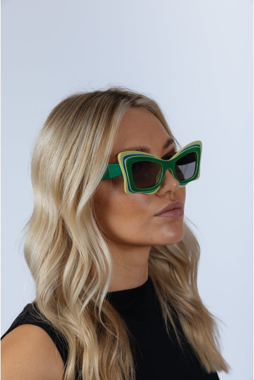 Bold Butterfly Cat-Eye Sunglasses Green Lime by SVNX