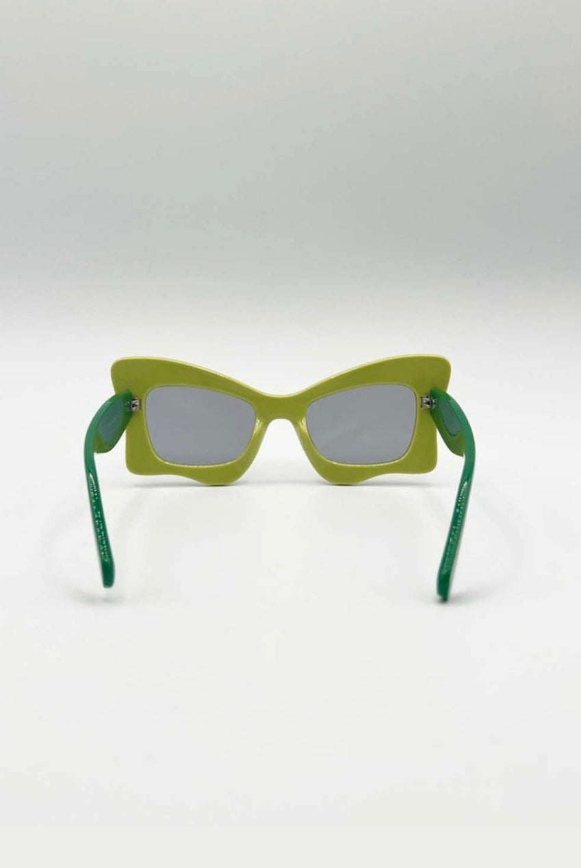 Bold Butterfly Cat-Eye Sunglasses Green Lime by SVNX