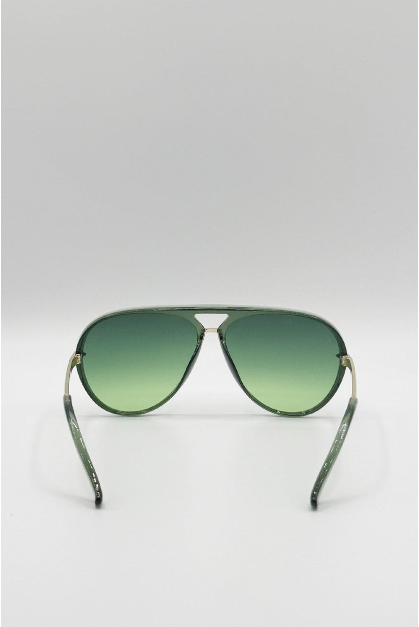 Bold Aviator Metal Arm Sunglasses In Green In Green by SVNX