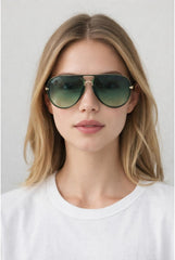 Bold Aviator Metal Arm Sunglasses In Green In Green by SVNX