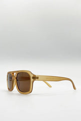 70's Navigator Sunglasses In Matte Sand by SVNX