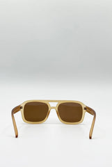 70's Navigator Sunglasses In Matte Sand by SVNX