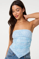 Bandeau Ruched Side Lace Top by Pink Vanilla