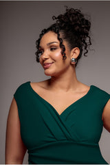 Bardot Scuba Jumpsuit - Emerald Green by Goddiva Plus
