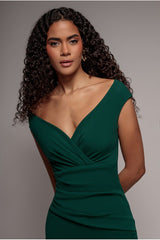 Bardot Scuba Jumpsuit - Emerald Green by Goddiva