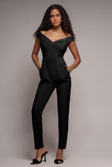 Bardot Wrap Sweetheart Neck Jumpsuit - Black by Goddiva