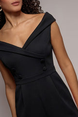 Bardot Wrap Sweetheart Neck Jumpsuit - Black by Goddiva