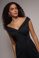 Bardot Wrap Sweetheart Neck Jumpsuit - Black by Goddiva