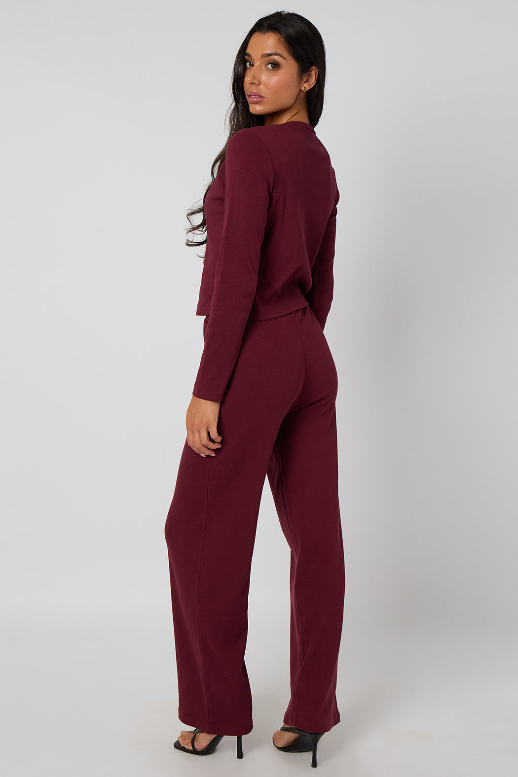 Burgundy Long Sleeved Button Front Top by Urban Bliss