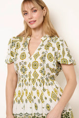 Abstract Print Button Front Mini Dress by Blue Vanilla