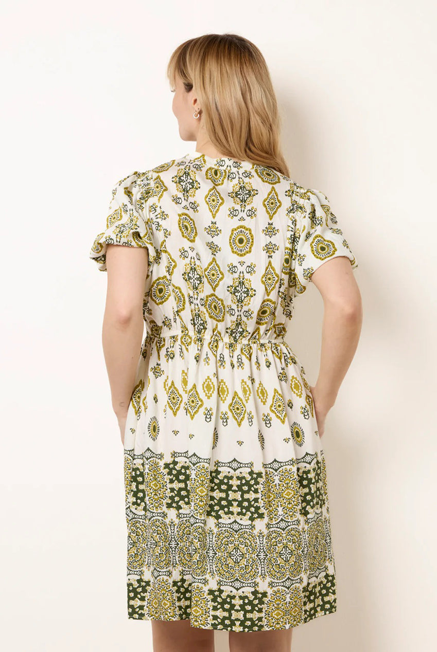 Abstract Print Button Front Mini Dress by Blue Vanilla