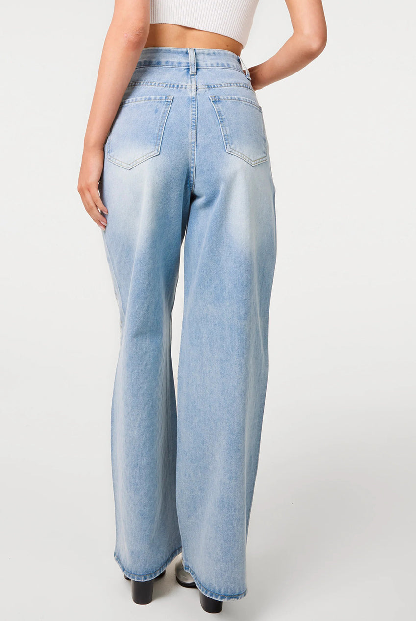 All Over Stud Wide Leg Jeans by Pink Vanilla
