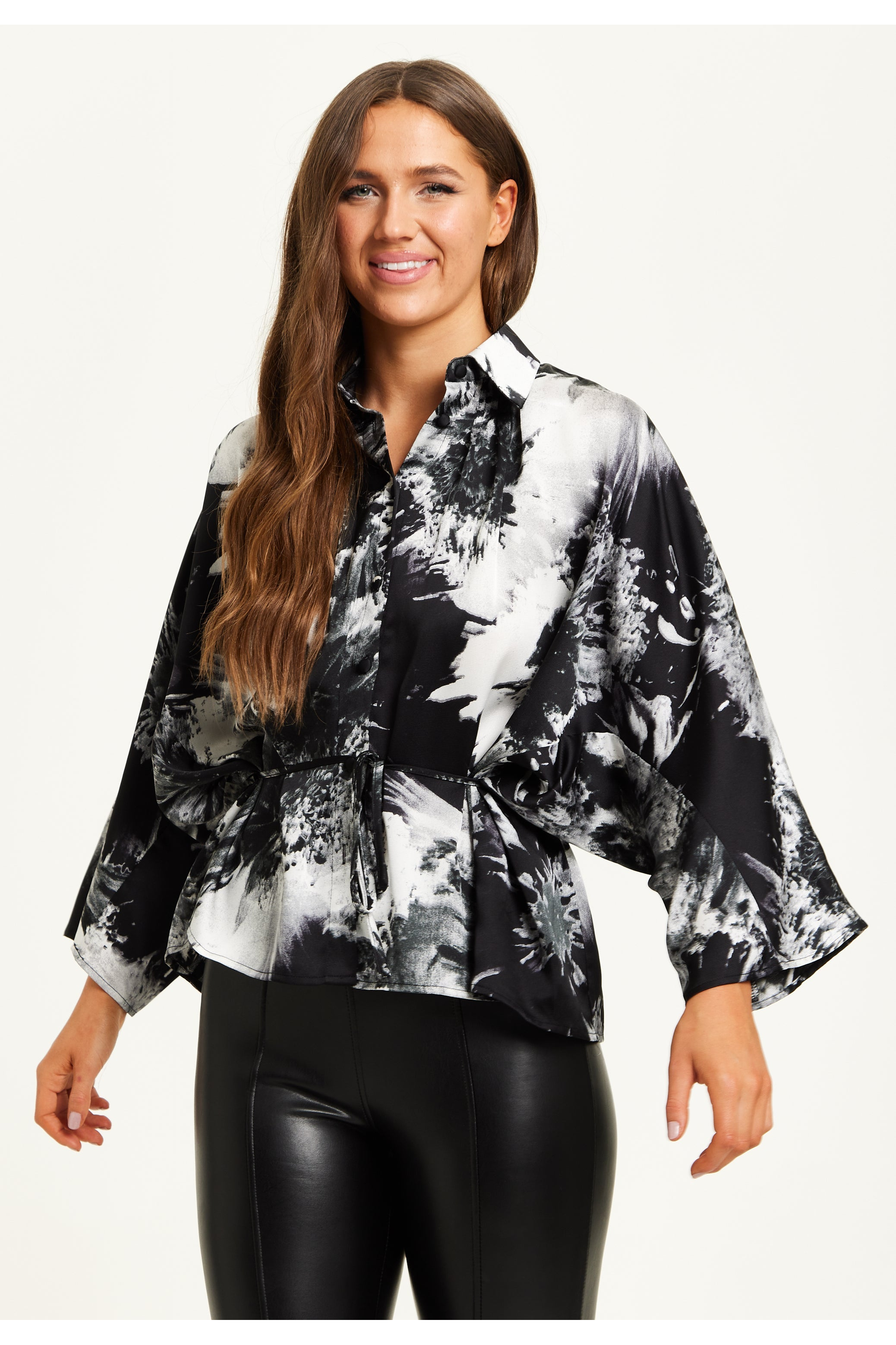 Abstract Print Shirt With Long Sleeves by Liquorish