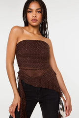 Asymmetric Diamante Bandeau Top by Pink Vanilla