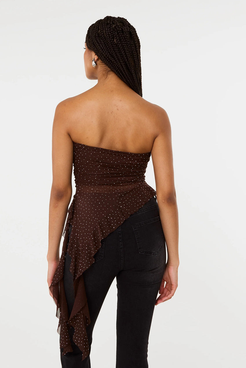 Asymmetric Diamante Bandeau Top by Pink Vanilla